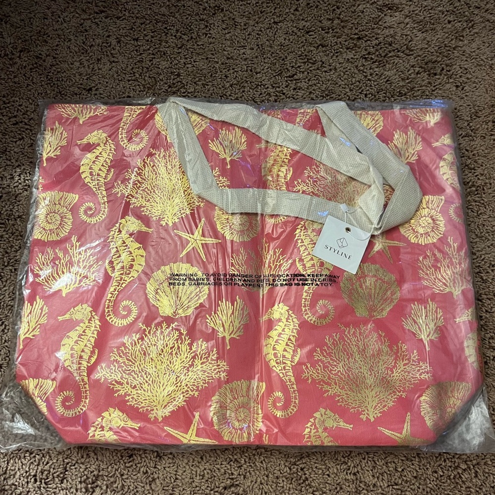 Seashell shimmer large tote bag